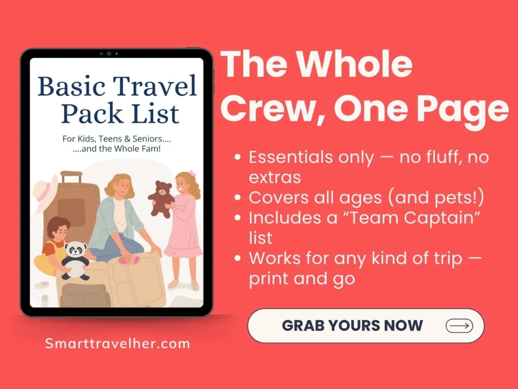packinglist, printable packinglist, checklist, family packlist, family checklist