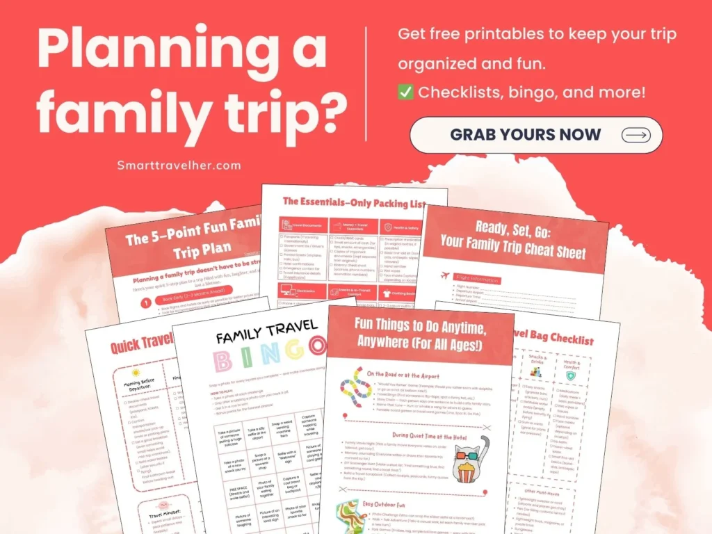 family trip, checklist, Bingo, Games, Checklist, essentials, fun things to do, travel trip, printable games