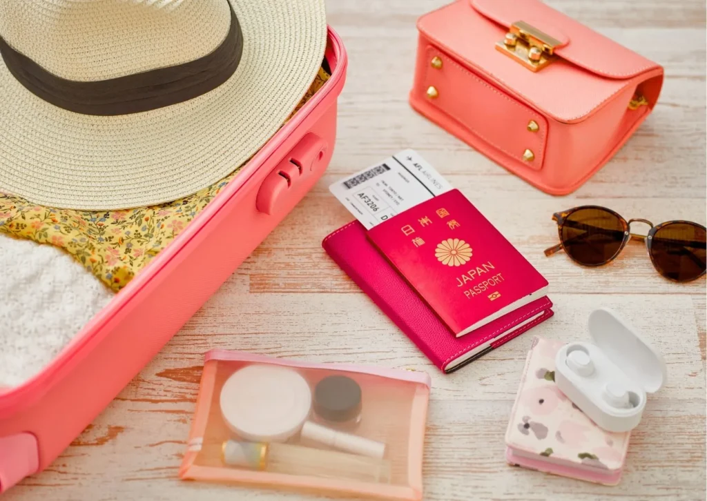 Travel essentials, suitcase, family essentials